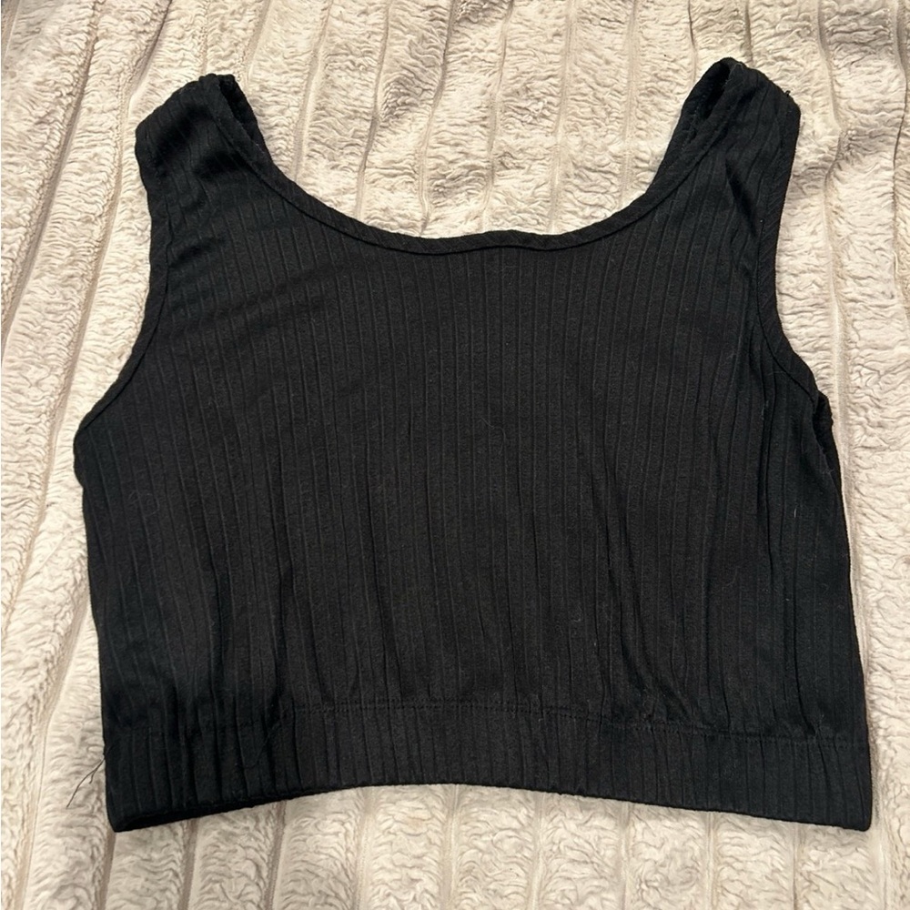 Black Ribbed Women's Top